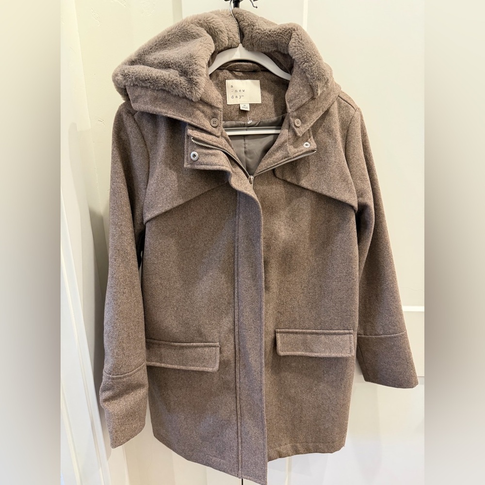 A New Day Women's Brown Hooded Cape Coat